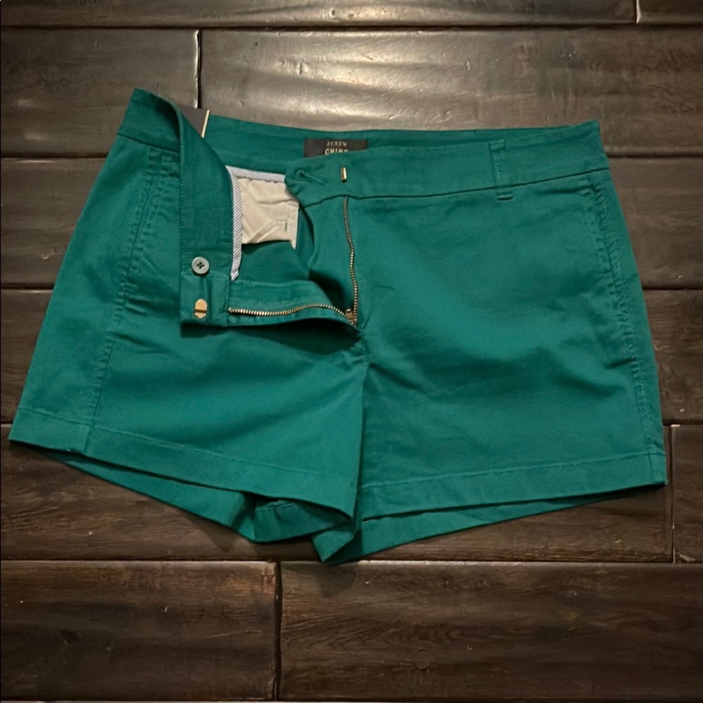 J. Crew Green Shorts Casual Cotton Blend w/ Stretch; Sz. 12; NWT; pockets